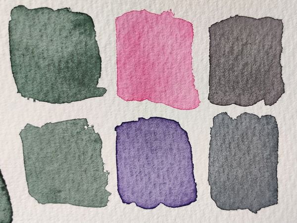 Perylene green mixed with Quinacridone Rose turns neutral gray.