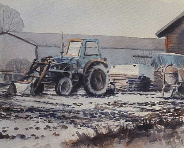 Akvarellövning Traktor steg 4