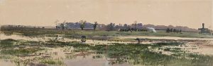 Stanisław Masłowski (1853-1926) Marsh landscape, watercolour, ca 1880
